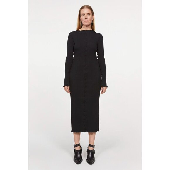 RODEBJER Gabrielle Ribbed Knit Midi Dress Black Womens Size Small - Picture 1 of 12